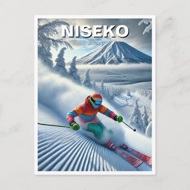 Niseko Japan Hokkaido Skier Skiing Postcard (Front)