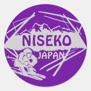 Niseko Japan purple gray ski logo art stickers