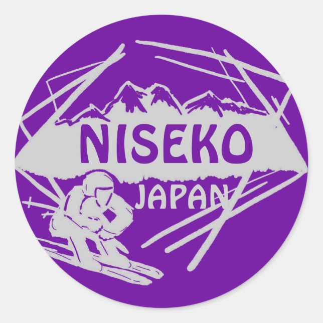 Niseko Japan purple gray ski logo art stickers (Front)
