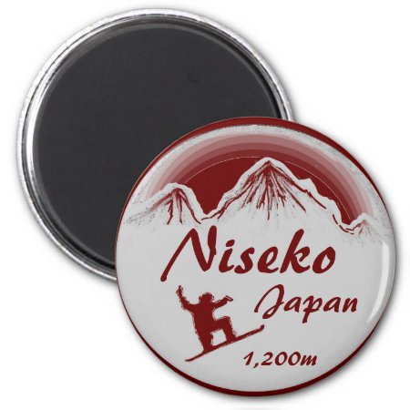 Niseko Japan Red Snowboard Art Souvenir Magnet