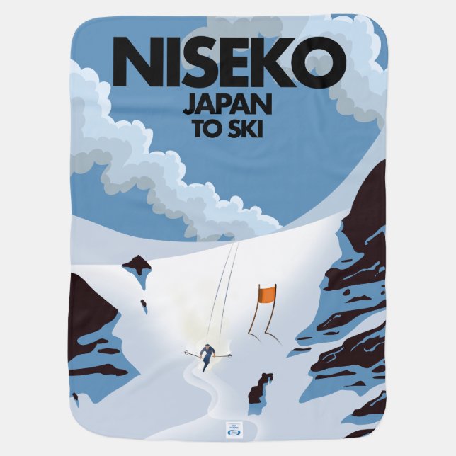 Niseko Japan ski print Baby Blanket (Back)