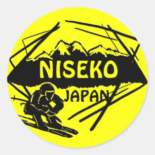 Niseko Japan yellow ski logo art stickers