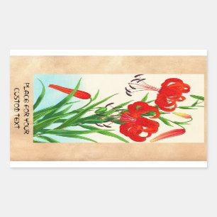 Nishimura Hodo Tiger Lilies shin hanga flowers Rectangular Sticker