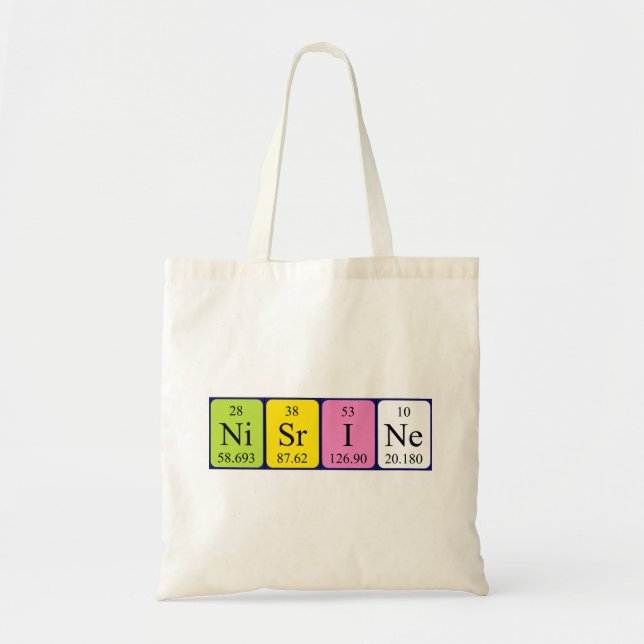 Nisrine periodic table name tote bag (Front)