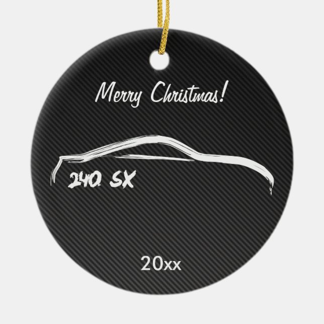 Nissan 240SX white silhouette Ceramic Ornament (Front)