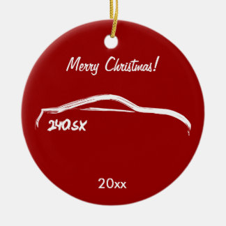 Nissan 240SX white silhouette Ceramic Ornament