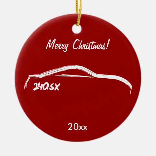 Nissan 240SX white silhouette Ceramic Ornament