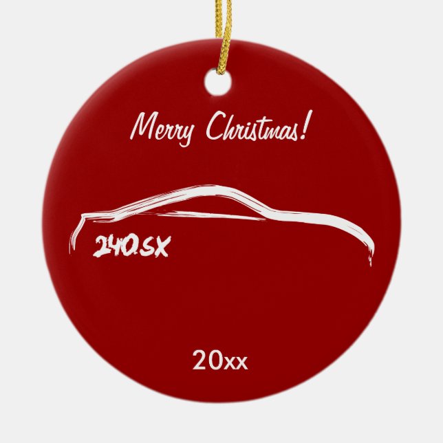Nissan 240SX white silhouette Ceramic Ornament (Front)