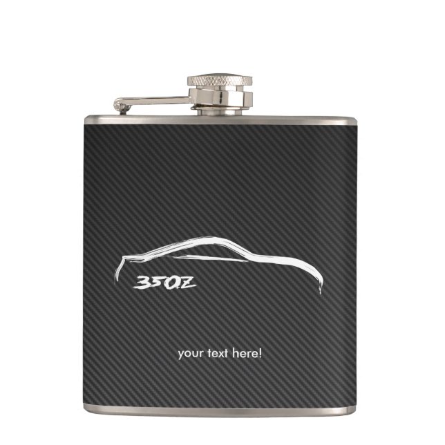 Nissan 350Z on faux carbon fiber Hip Flask (Front)