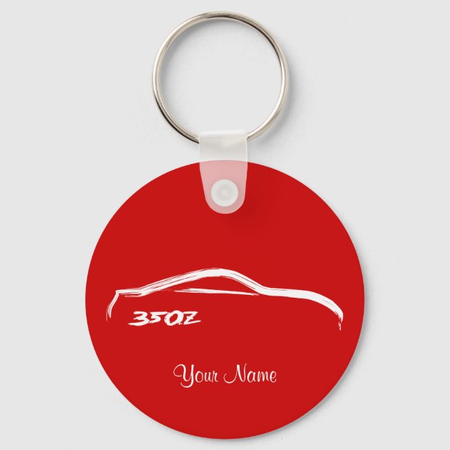 Nissan 350Z White Brush stroke Logo Keychain (Front)