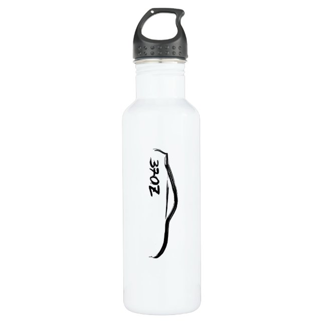 Nissan 370Z Black Silhouette Logo Water Bottle (Front)
