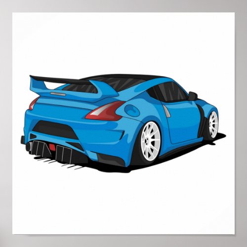 Nissan 370z blue with white rims poster