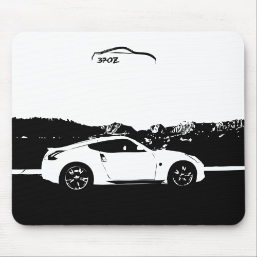 Nissan 370z Mousepad with Black Brush Stroke logo