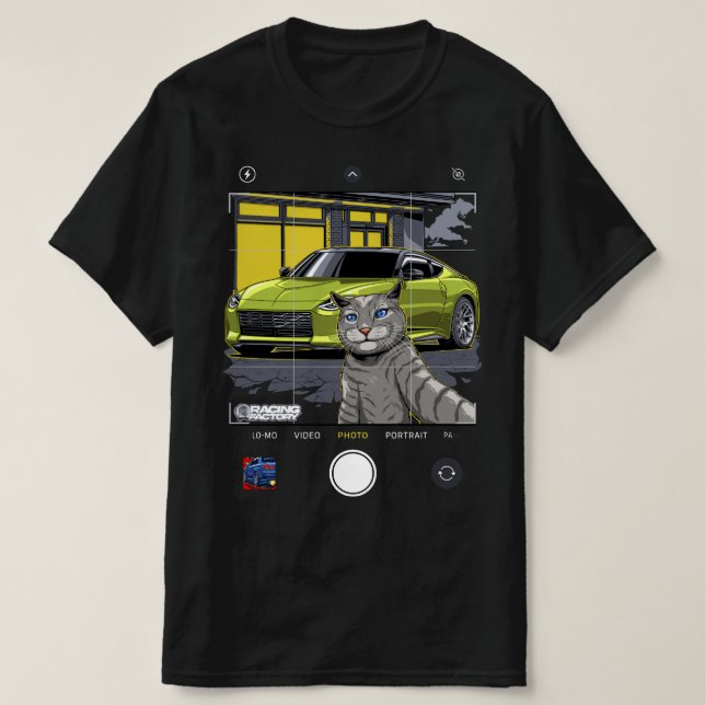 Nissan 400z Selfie Cat T-Shirt (Design Front)