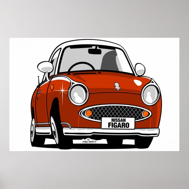 Nissan Figaro caricature red Poster (Front)