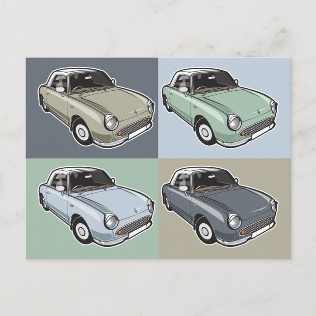 Nissan Figaro in four colors Postcard (Front)