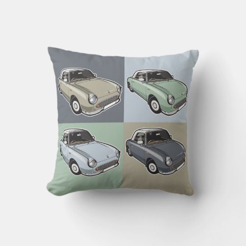 Nissan Figaro in four colors Throw Pillow