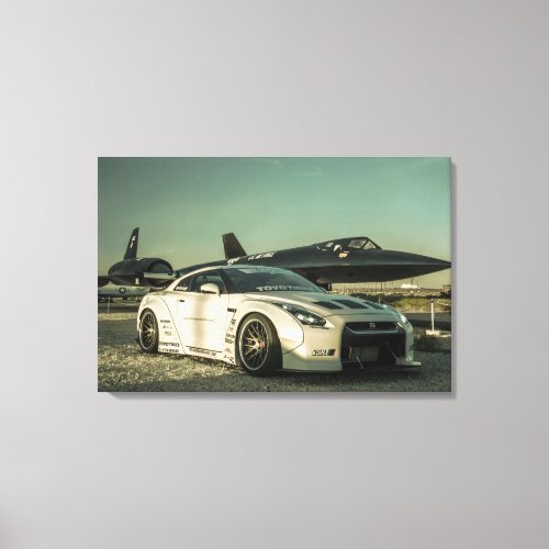 NISSAN GT_R LIBERTY WALK WITH SR_71 BLACKBIRD CANVAS PRINT