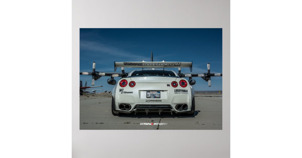 Nissan GT-R R35 LibertyWalk Widebody with Plane Poster ...