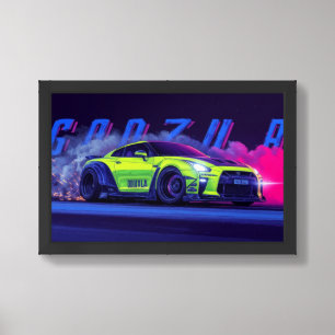 Nissan GTR “Godzilla” Poster – Neon Yellow