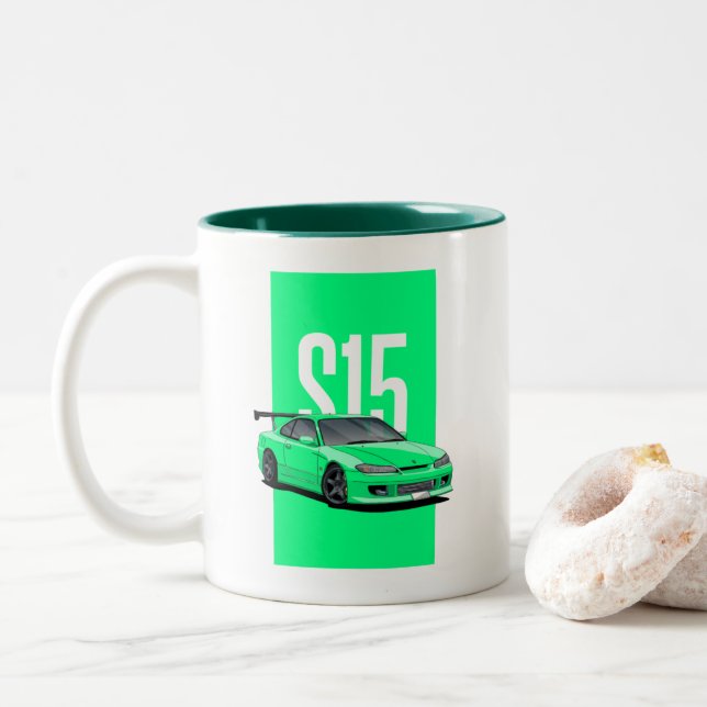 Nissan Silvia S15 Two-Tone Coffee Mug (With Donut)