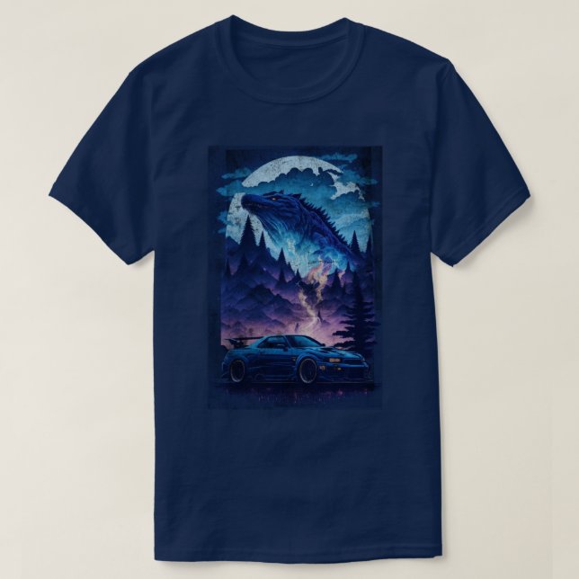 Nissan Skyline R34 Blue Godzilla Sports Car  T-Shirt (Design Front)