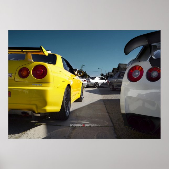 Nissan Skyline R34, R33, R32, R35, Hakosuka GT-R Poster (Front)