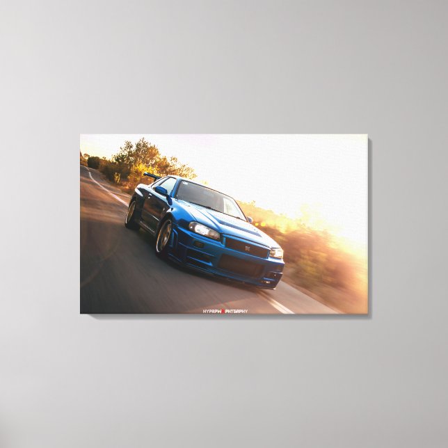 Nissan Skyline R34 VSpec II Nur in California Canvas Print (Front)