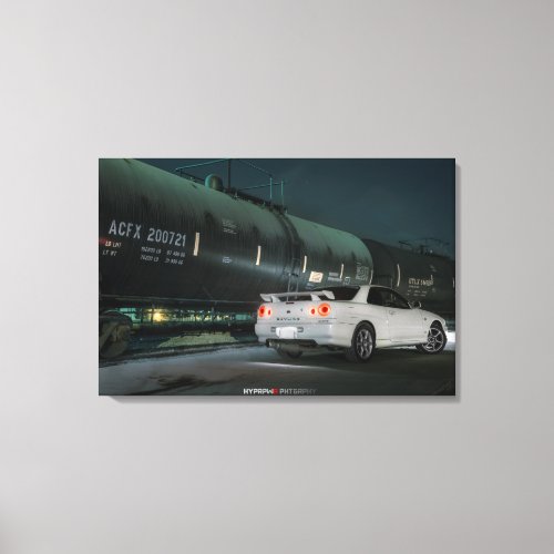 Nissan Skyline R34 with Train in Los Angeles Canvas Print