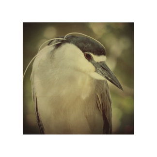 NITE HERON BIRD Wood Wall Art