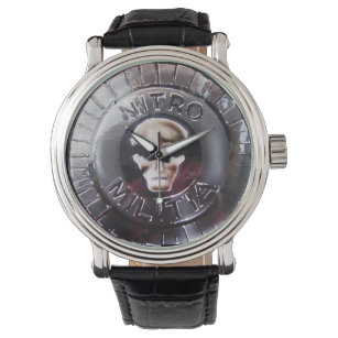 NITRO MILITIA black leather watch