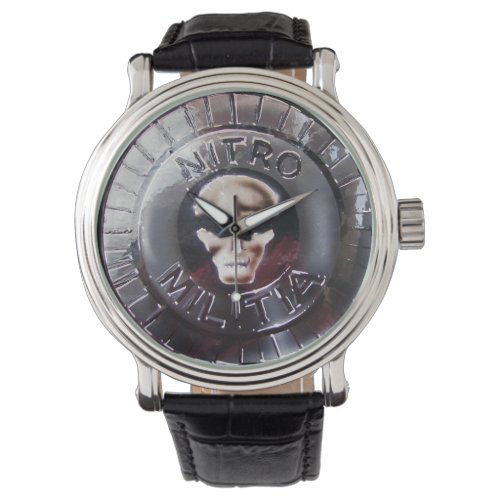 NITRO MILITIA black leather watch