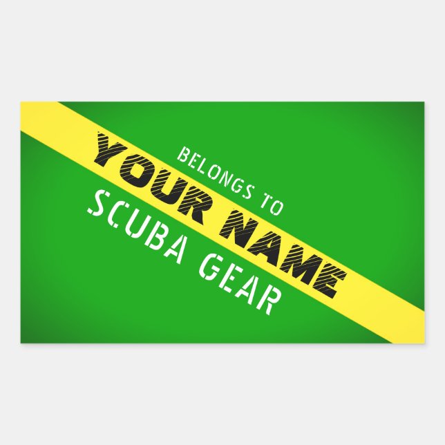 NITROX FLAG. MARK  EQUIPMENT WITH PERSONAL NAME RECTANGULAR STICKER (Front)