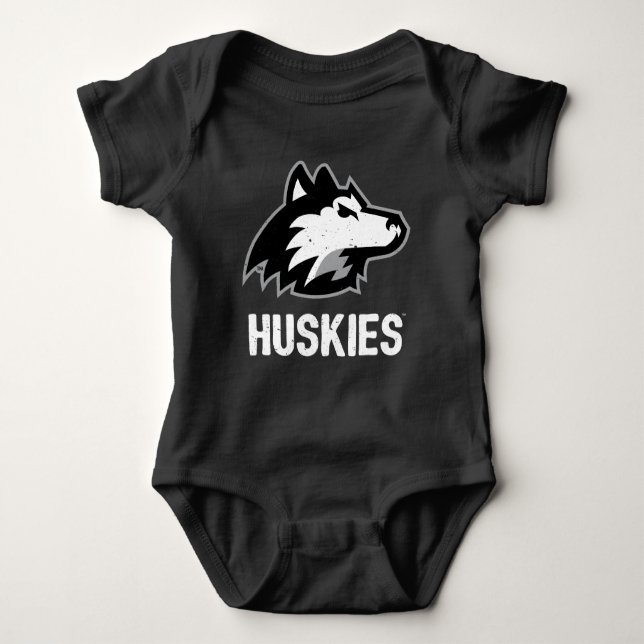NIU Huskies Distressed Baby Bodysuit (Front)