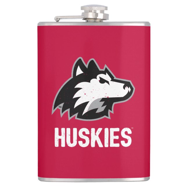 NIU Huskies Distressed Flask (Front)