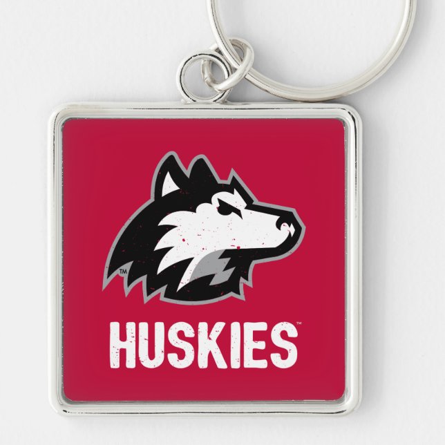 NIU Huskies Distressed Keychain (Front)