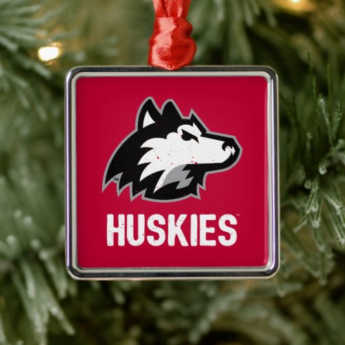 NIU Huskies Distressed Metal Ornament
