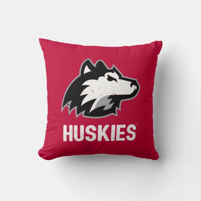 NIU Huskies Distressed Throw Pillow (Front)