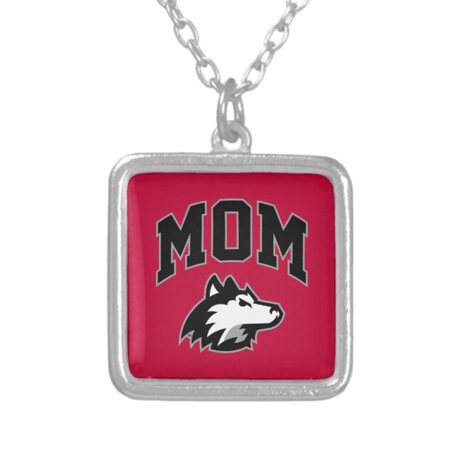 NIU Huskies Mom Silver Plated Necklace (Front)