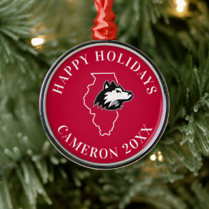 NIU Huskies State Love Metal Ornament