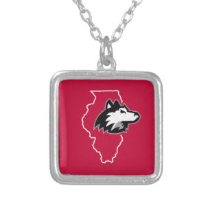 NIU Huskies State Love Silver Plated Necklace