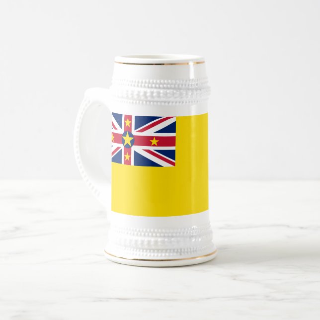 Niue Flag Beer Stein (Front Left)