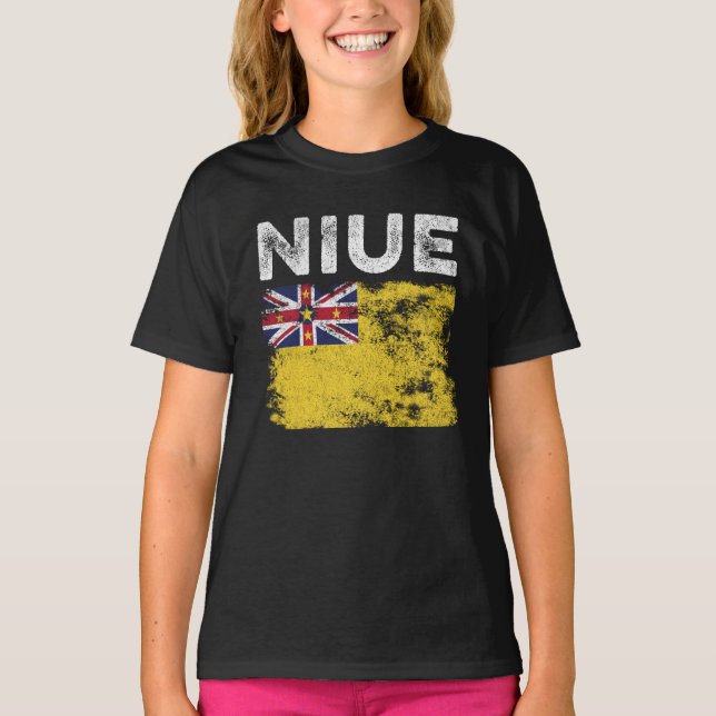 Niue Flag Distressed - Niuean Flag T-Shirt (Front)