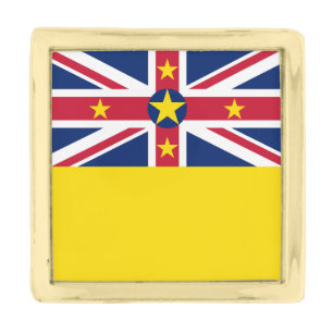 Niue Flag Gold Finish Lapel Pin