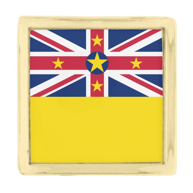 Niue Flag Gold Finish Lapel Pin (Front)