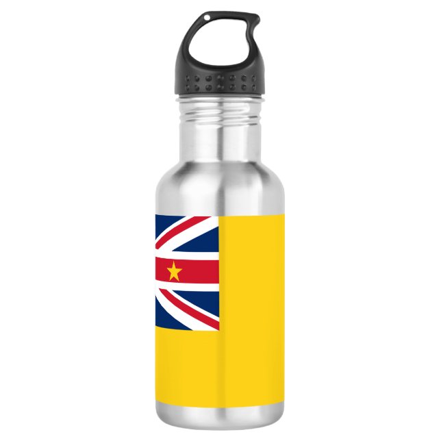 Niuean flag paper cup stainless steel water bottle (Front)