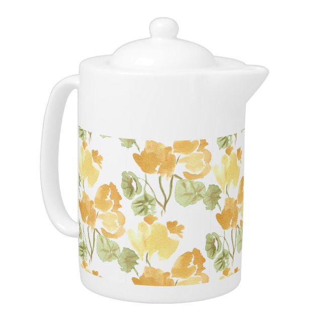 Niurture. Rest. Bloom Yellow  Teapot (Left)