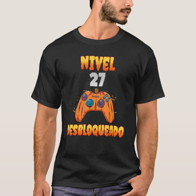 Nivel 27 Desbloqueado 27 Años de Edad Cumpleaños V T-Shirt (Front)