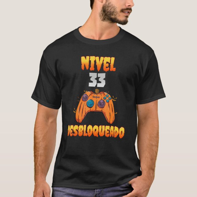 Nivel 33 Desbloqueado 33 Años de Edad Cumpleaños V T-Shirt (Front)