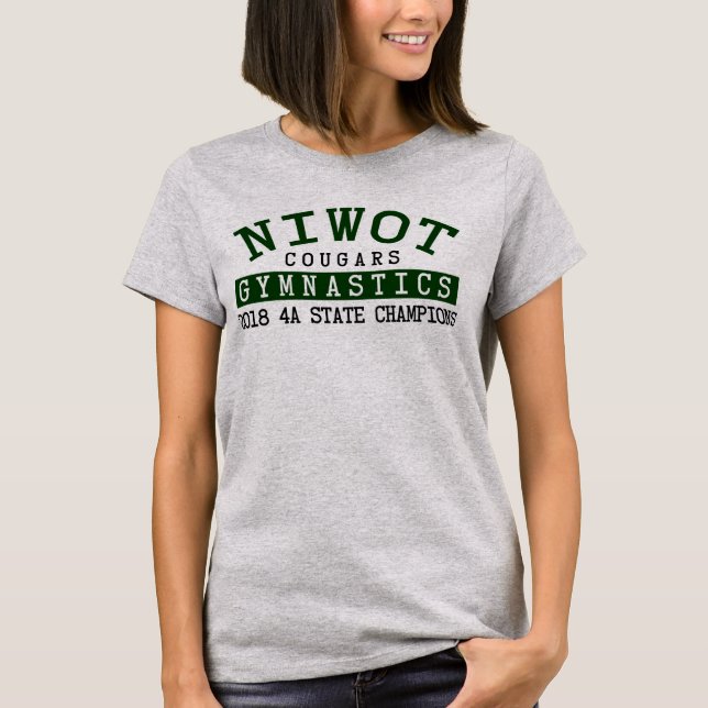 Niwot Gymnastics 2018 Lady's SS Grey T-Shirt (Front)